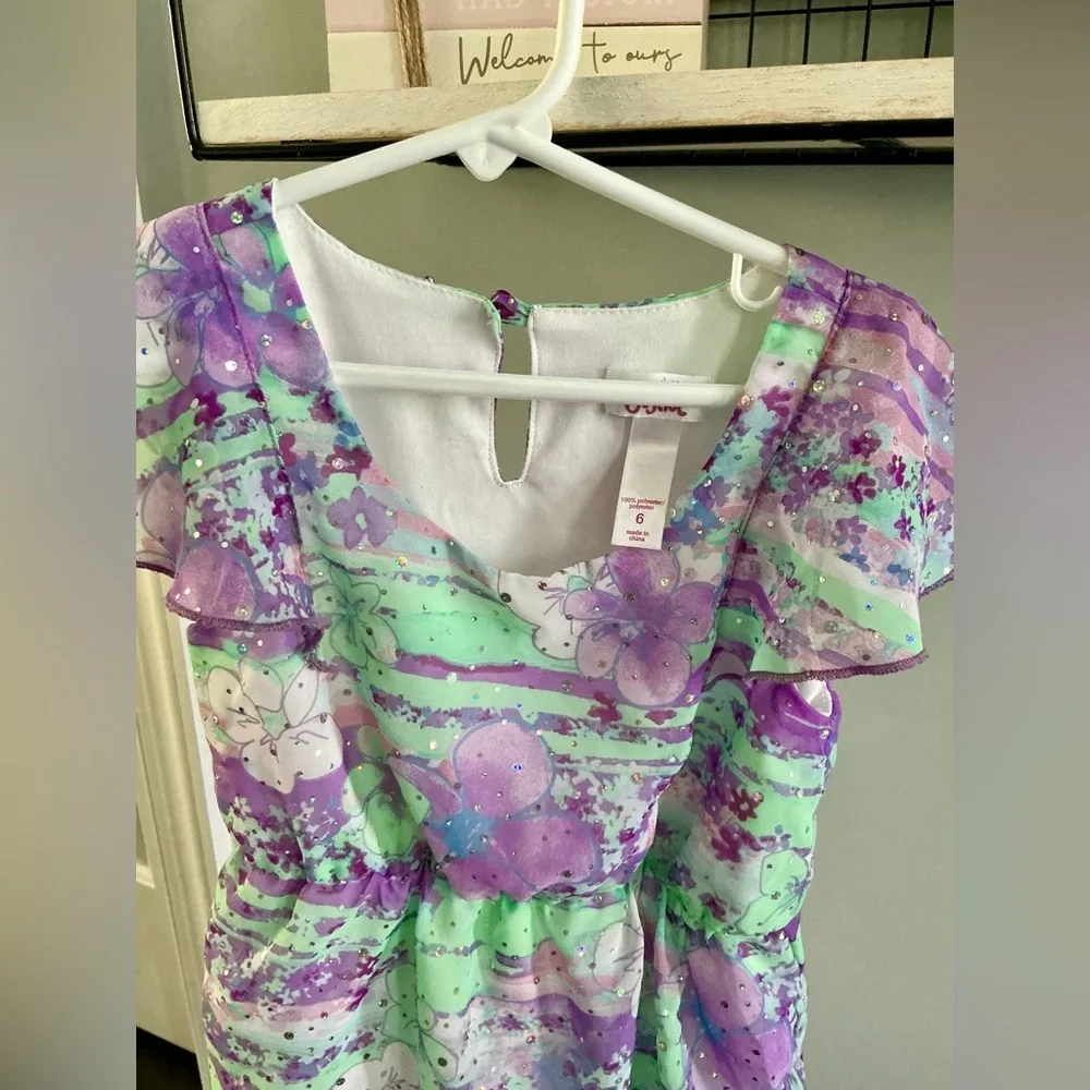 Justice Purple and Green Floral Dress